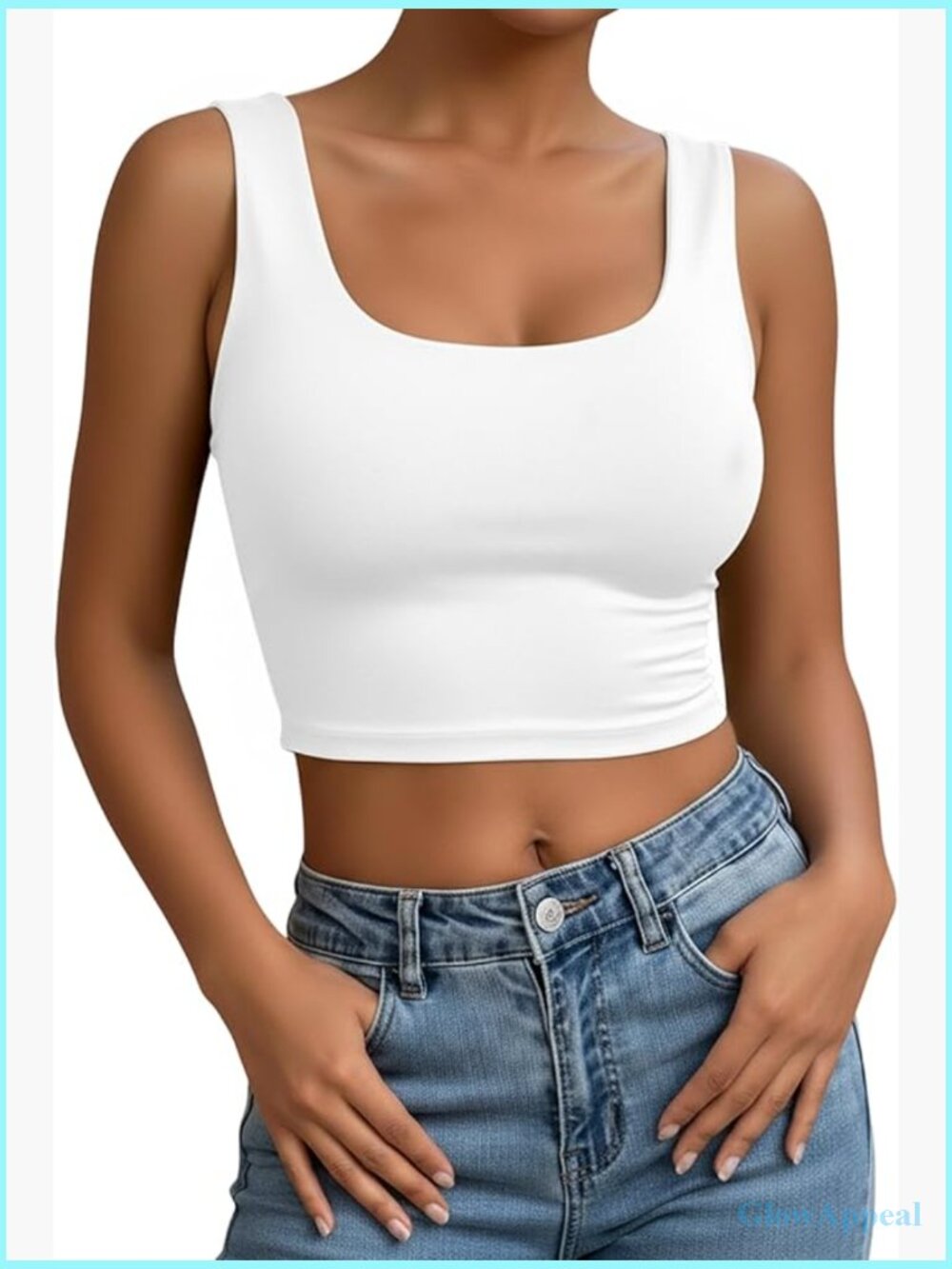 Cotton U Neck Crop Top Sleeveless Tank Top Ribbed Slim Fit Basic Summer Vest